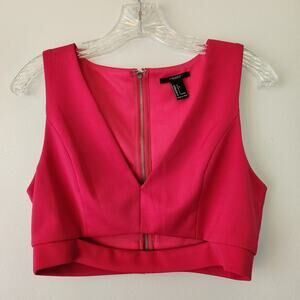 Forever 21 Top Women's L Fuchsia Pink Cropped Keyhole Front Y2K Designer Party